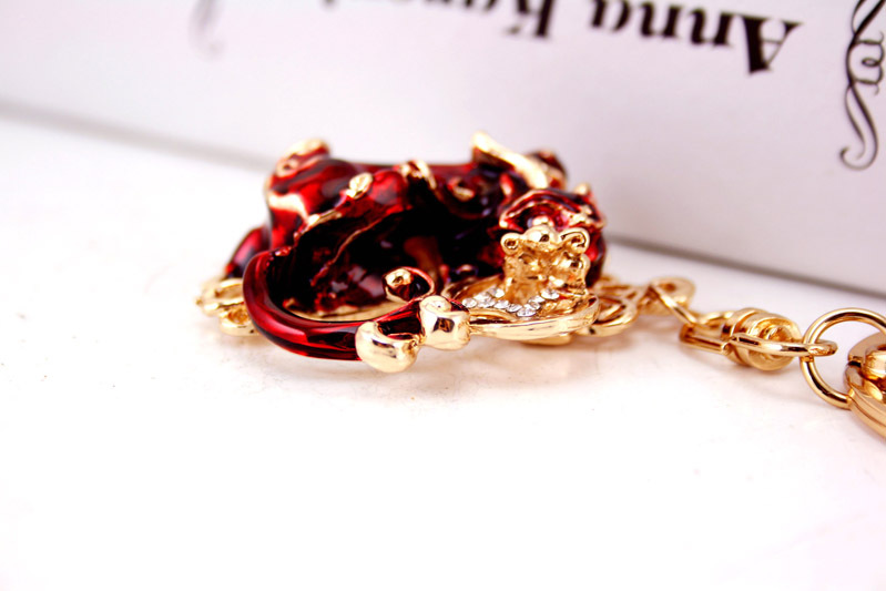 40g Weight Alloy, Metal Material Heart Pattern Unisex Gender Purple, Red, Blue, Gold Color Creative Diamond-studded Crystal Car Keychain 2