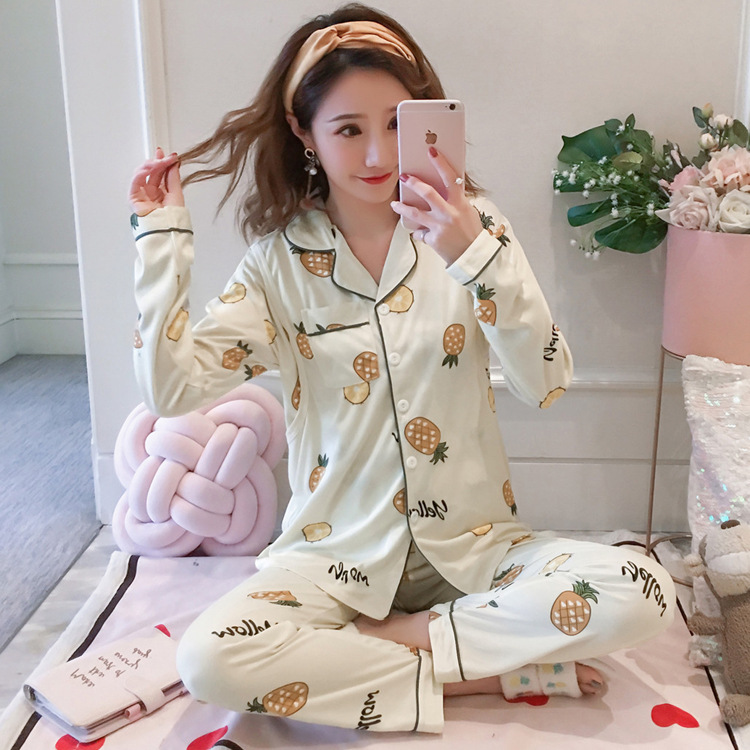 Spring and summer Japanese new pattern Maternal go out Nursing equipment pineapple printing Long sleeve . Nursing clothes Month of service