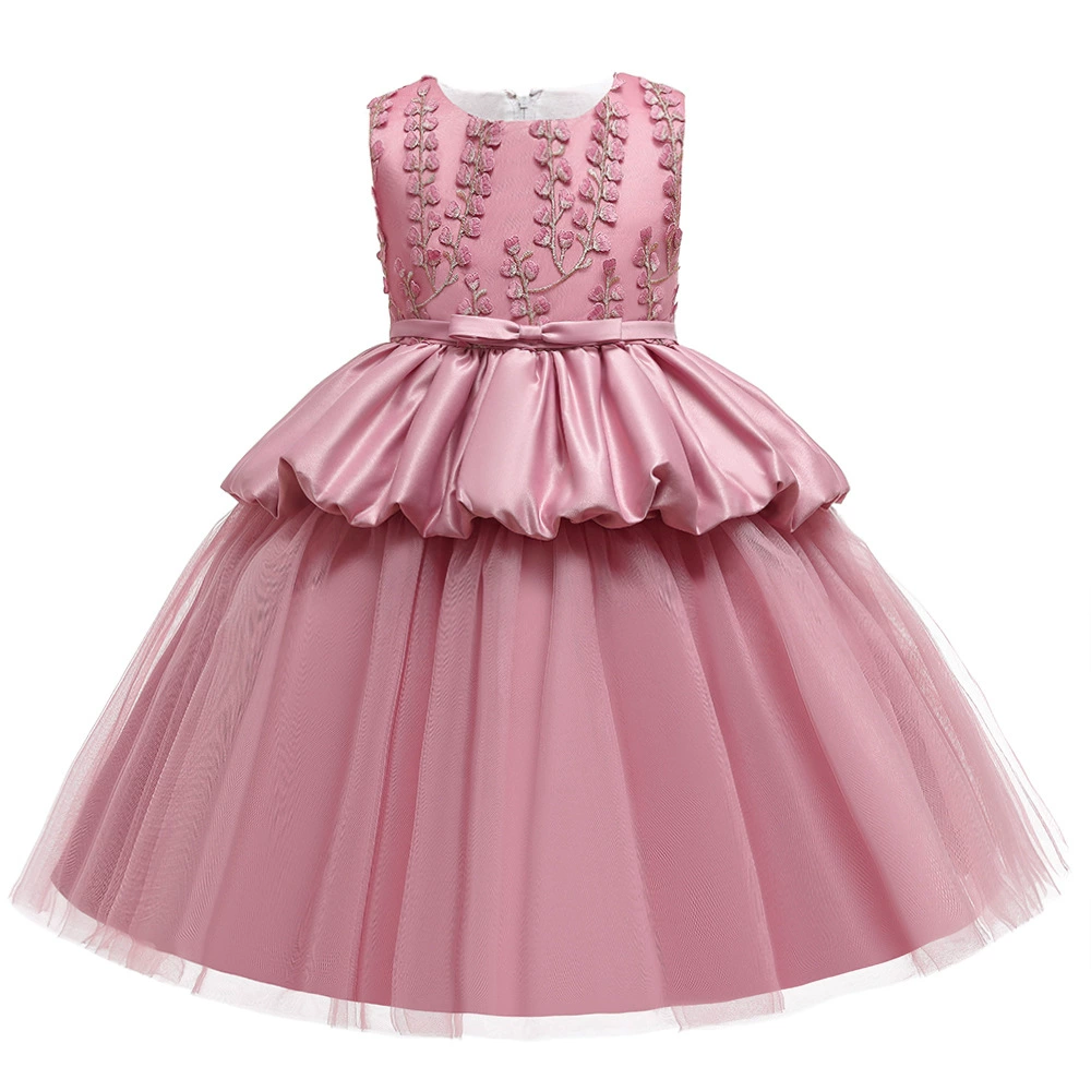 Детское платье, маленькое принцессное костюмчик, в цветах, вышивкой, детская одежда, (поперечная торговля), для подиума