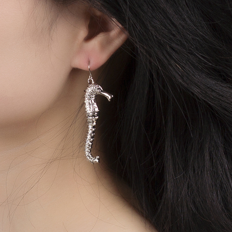 9g Weight Earrings Classification Women'S Gender Gold, Silver Color Shell Seahorse Starfish Gold Earrings 4