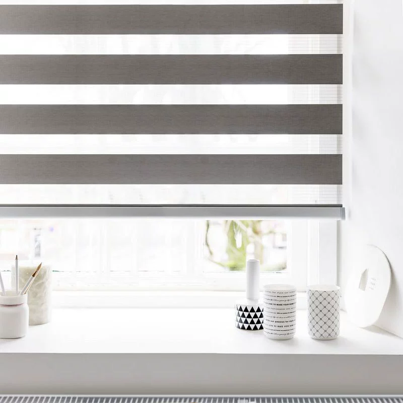 YUANJL study soft gauze curtain Shangri-La misaligned light-shielding adjustable horizontal strips breathable soft gauze curtain