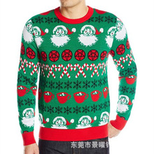 外贸小批量定制成人儿童圣诞毛衣圣诞节日毛衣针织提花圣诞毛线衫