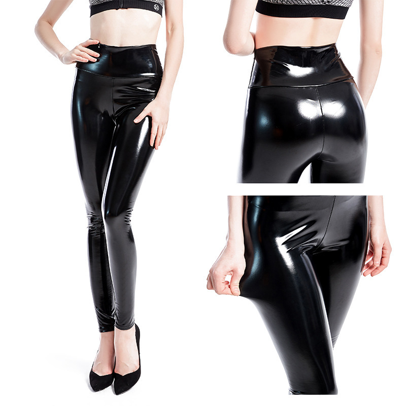Cross-Border New Wholesale Rubberized Mirror High-Elastic Leggings Sexy High-Waisted Latex Bright Leather Plus Size Women's Pants Cross-Border New Wholesale Rubberized Mirror High-Elastic Leggings Sexy High-Waisted Latex Bright Leather Plus Size Women's Pants