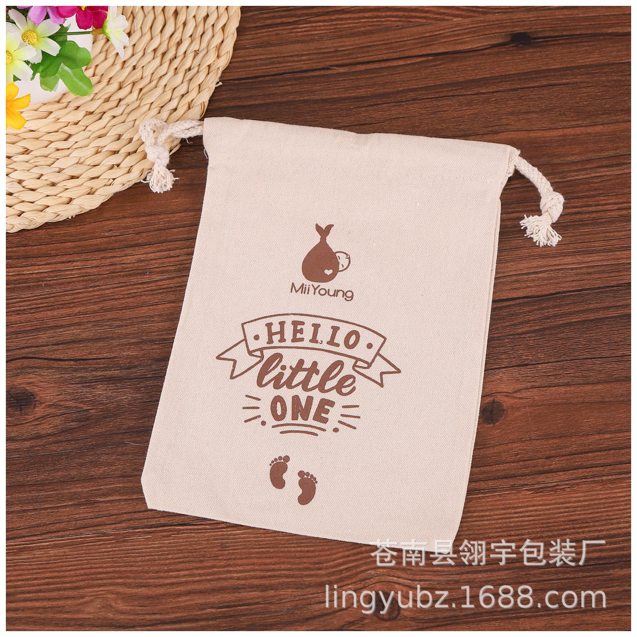 供应束口帆布棉布袋定制精美彩印超市宣传抽绳手提抽绳袋可印logo