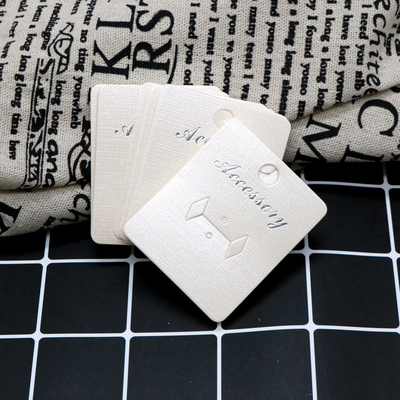 耳环饰品卡纸包装可定 制 5*6cm浅黄色珠光纸戒指卡片 现货促销