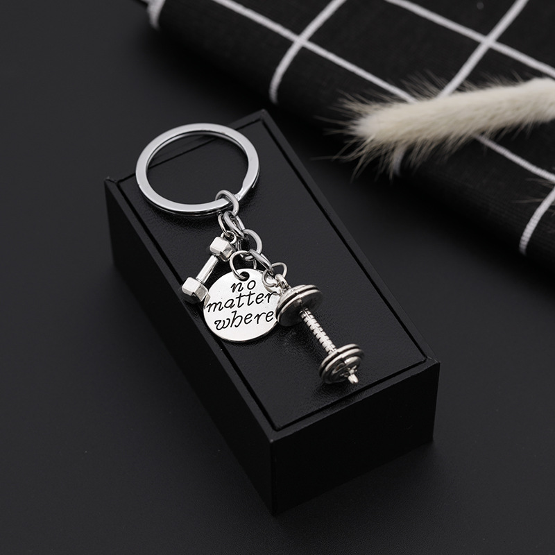 Explosion Key Chain Creative Fun Street Fitness Barbell English Letter Key Chain Wholesale Nihaojewelry display picture 2