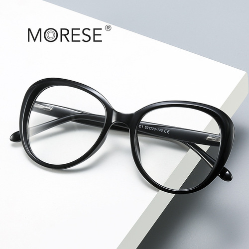 2020 New Amazon Hot Selling Women's Large Frame Fashion Round Anti-Blue Light Flat Mirrors TR90 Glasses Frame 2013