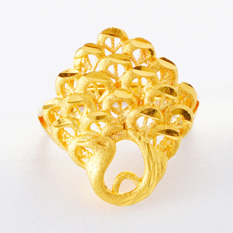 Vietnam de Oro de las mujeres de pavo real abierto-Pantalla de moda abierta anillo grande de Latón chapado 999 oro puro Phoenix anillo de las mujeres al por mayor