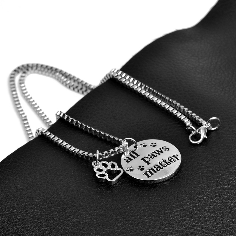 Fashion Creative Dog Tag All Paws Matter Dog Paw Footprint Necklace Wholesale Nihaojewelry display picture 2