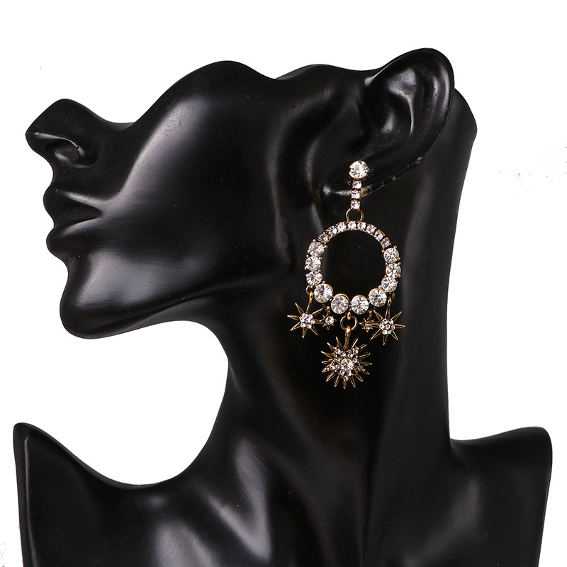 Womens Baroque Water Drop Diamond Stud Earringspicture5