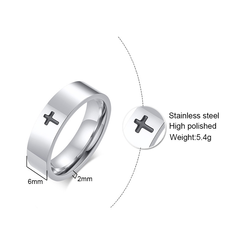 Simple Style Cross Stainless Steel Rings Plating Stainless Steel Rings