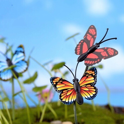 Moss Micro Landscape Ornament, Realistic Butterfly Mini Butterfly Cartoon Multicolor DIY Assembly Small Decor Succulent Decoration