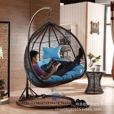 户外阳台双人秋千吊椅 粗藤成人鸟巢阳台藤编仿藤吊篮 秋千吊椅|ru