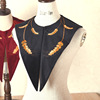 Universal demi-season retro velvet false collar, cloak, sweater, decorations, Korean style, with embroidery