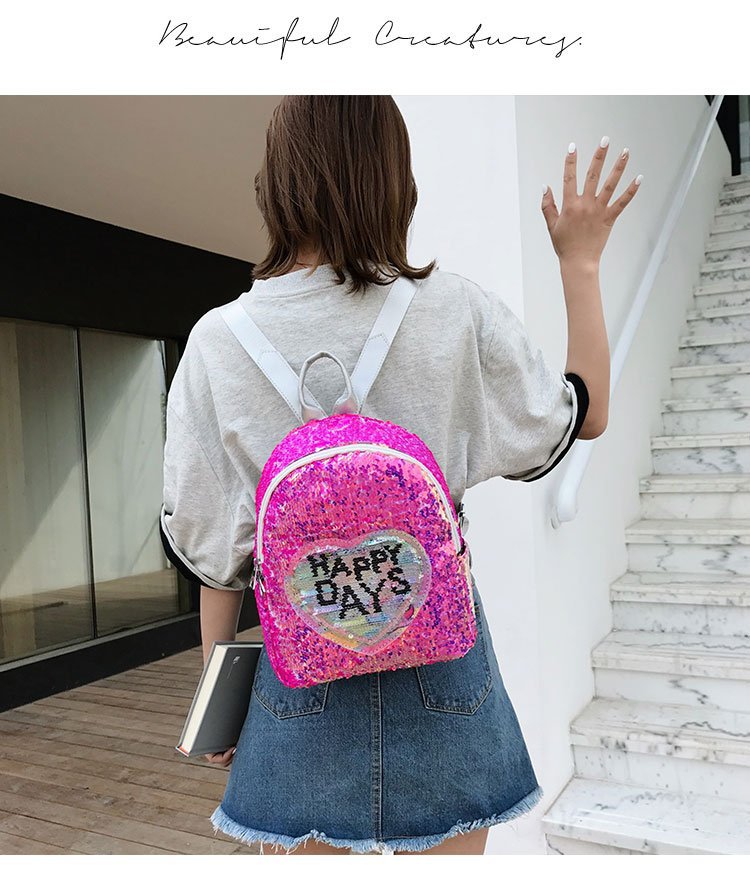 2019夏季新款女士亮片炫彩独角兽双肩包可变色翻面外贸背包学生包 pic 11