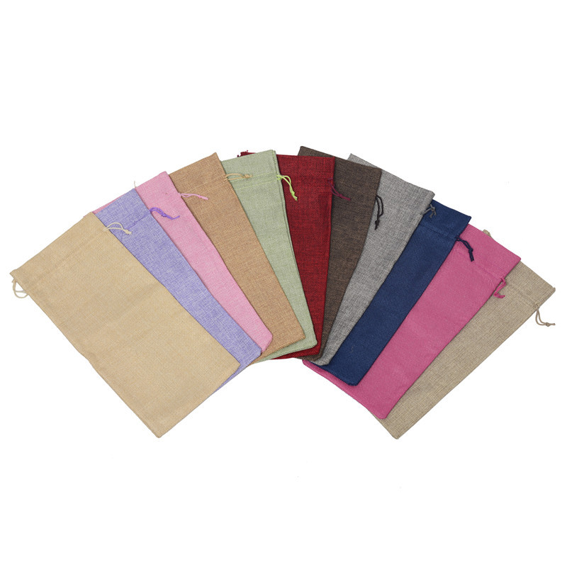 Bolsa de vino tinto de lino bolsa de degustación de vinos ciegos champán bolsa de embalaje de vino tinto a prueba de polvo con cordón bolsa de lino bolsa de vino de lino