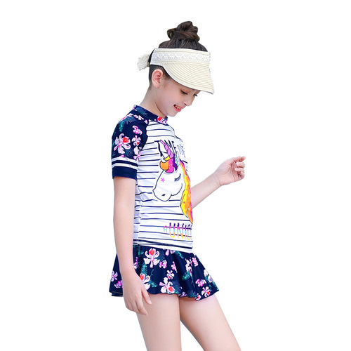 Bubble boy digital printing medium and large children's swimsuit children's split swimsuit Korean version 5-15 years old girls swimwear medium and large children