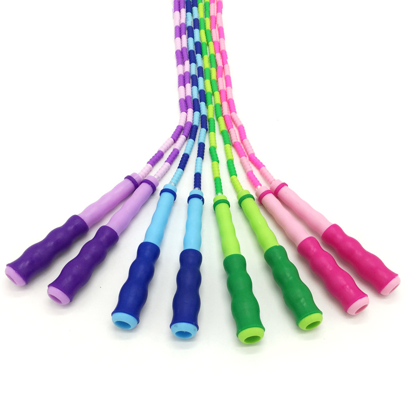 厂家直供软竹节花样跳绳儿童学生训练考试珠节跳绳运动体育用品|ms