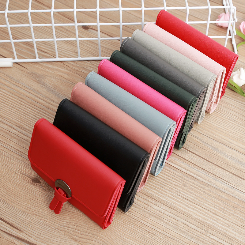 Korean Solid Color Portable Short Wallet Wholesale display picture 26