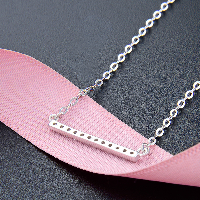 Corea del Sur Dongdaemun joyería ins diamante incrustado equilibrio madera s925 Collar de plata dulce belleza cadena corta conjunto