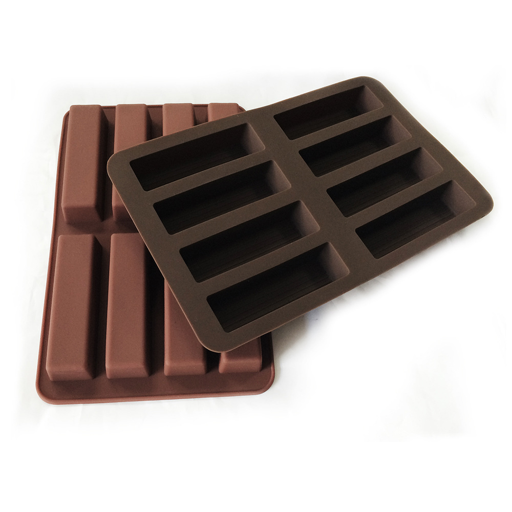 日用生活用品8连长方形冰格硅胶巧克力模烤盘批发硅胶烘焙模具