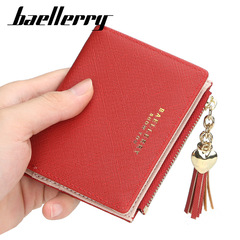 baellerry wallet women's short Korean style multi-card buckle coin purse cross pattern tassel zipper women's bag