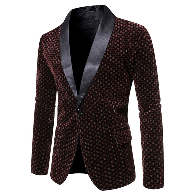 European and American style velvet Plaid slim suit