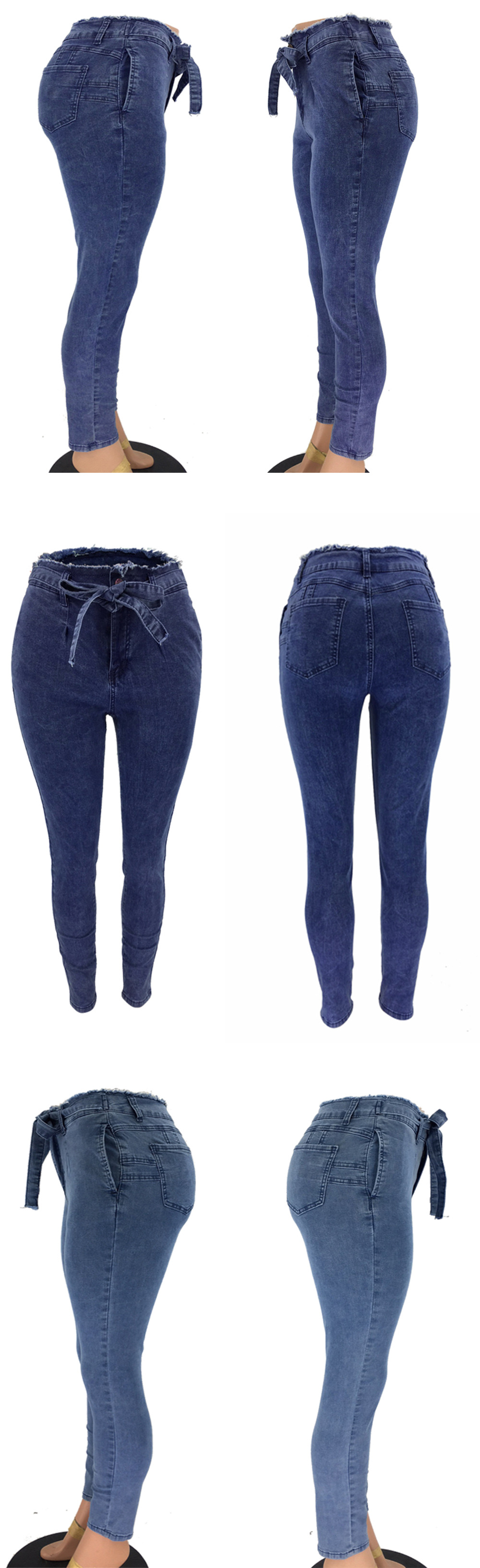 jeans ajustados con cinturón con flecos en la cintura NSYB65173