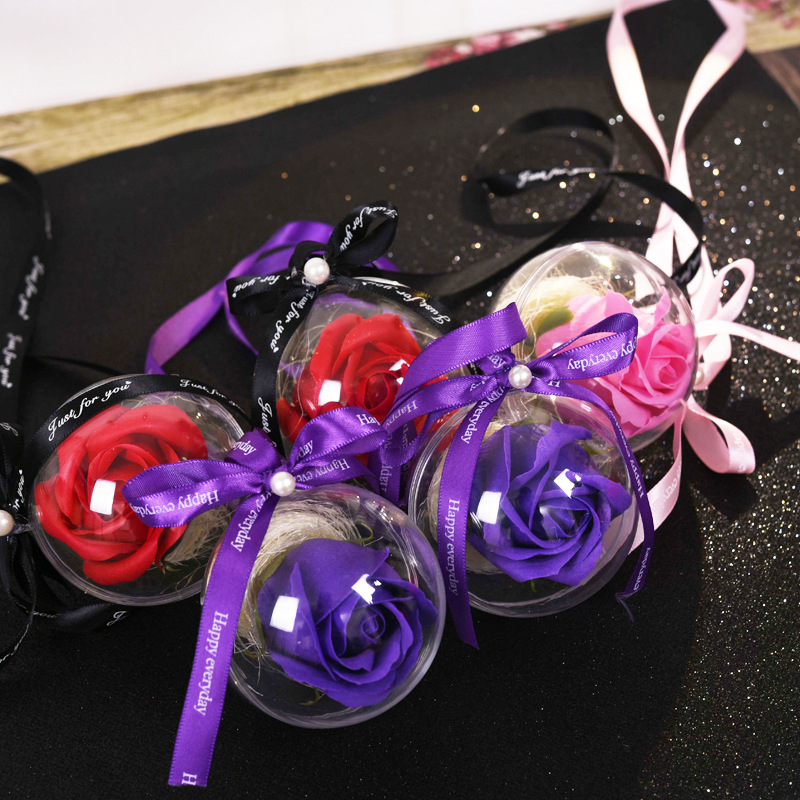 母亲节圆球玫瑰香皂花礼物汽车挂件情人小礼品女生车载挂饰送妈妈