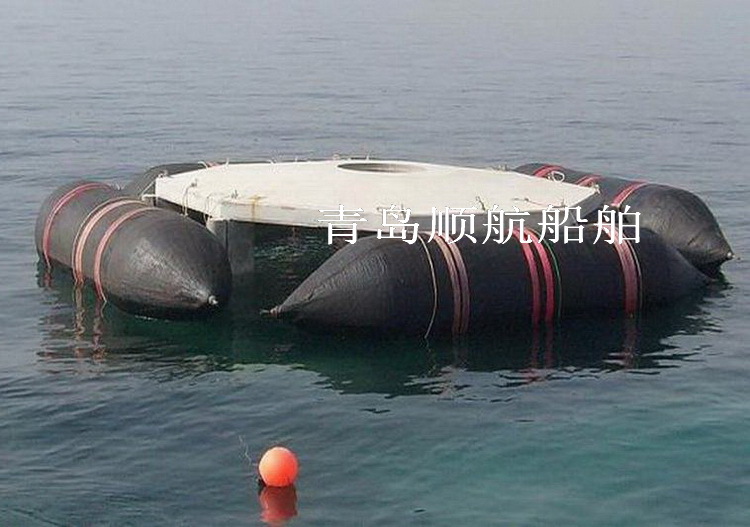 沉船打捞圆柱形浮力气囊沉箱出运重物顶升移运天然橡胶气囊