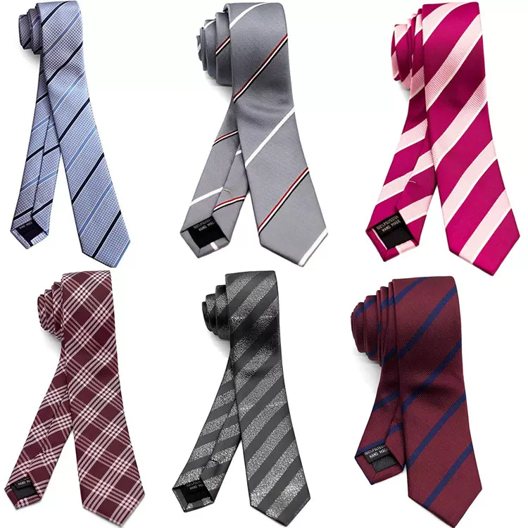 1200针 男士6cm领带窄版色织提花休闲韩版涤纶logo刺绣领带定制