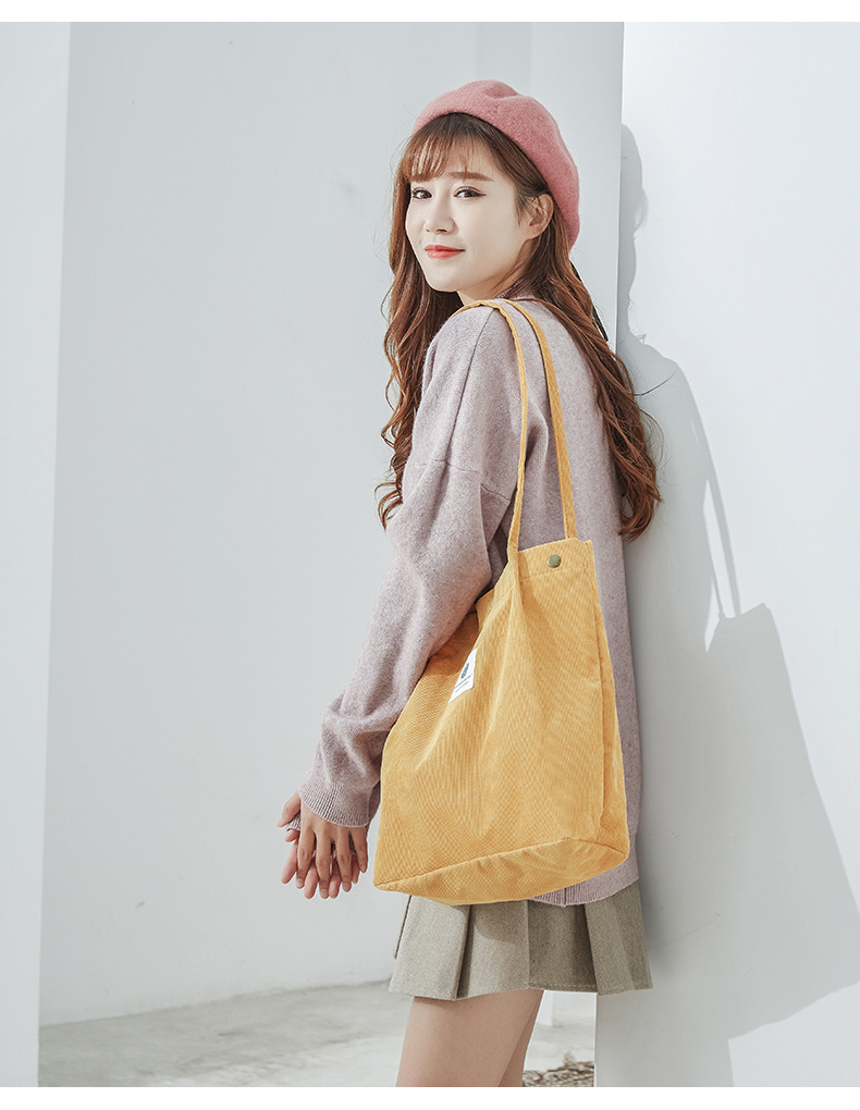 Women's Fashion Solid Color Corduroy Shopping Bags display picture 4