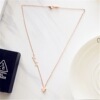 Necklace stainless steel, golden chain, short accessory, decorations, pendant, does not fade, pink gold, Japanese and Korean, South Korea, simple and elegant design