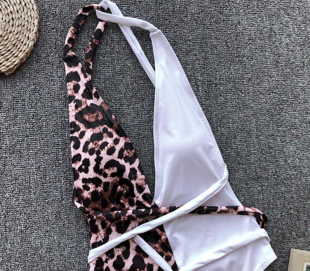 venta caliente traje de baño de una pieza con estampado de leopardo traje de baño de una pieza bikini 8 colores NSDA1230