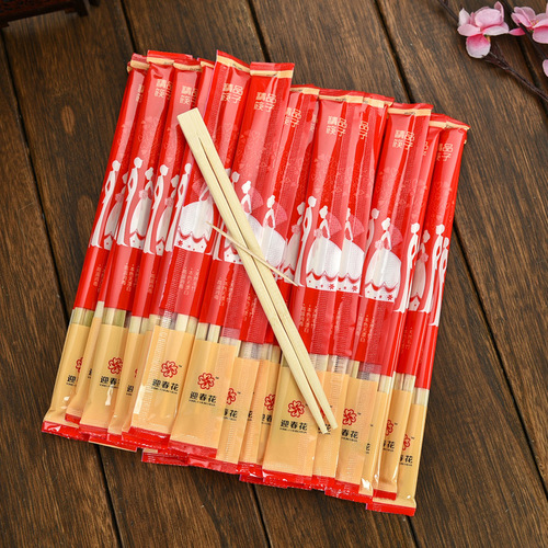 Disposable bamboo chopsticks wedding supplies wedding festive tableware props banquet set toothpicks red wedding chopsticks