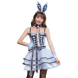 万圣节角色扮演兔子装化妆舞会皇后裙子爱丽丝兔女郎礼仪小姐装
