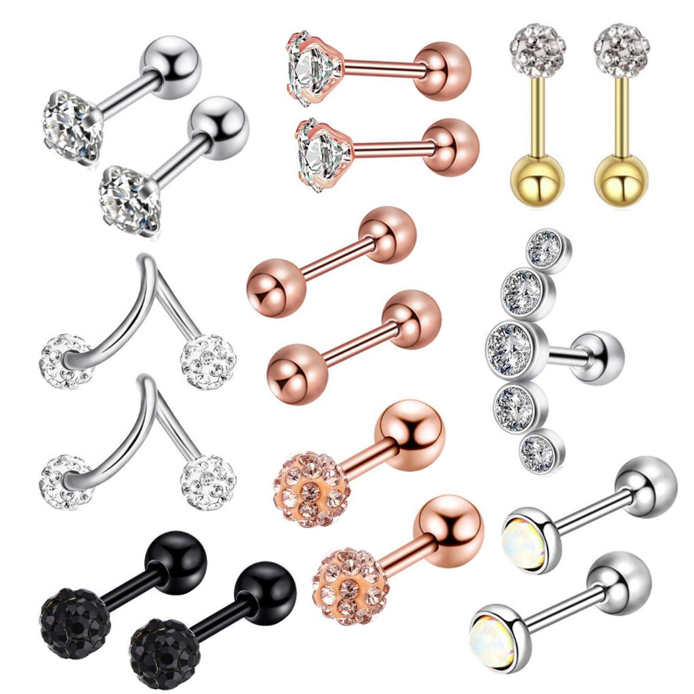 Heart Shape Stainless Steel Ear Stud Set - Ear Clip & Ear Bone Piercing Jewelry for Women Men detail image 9