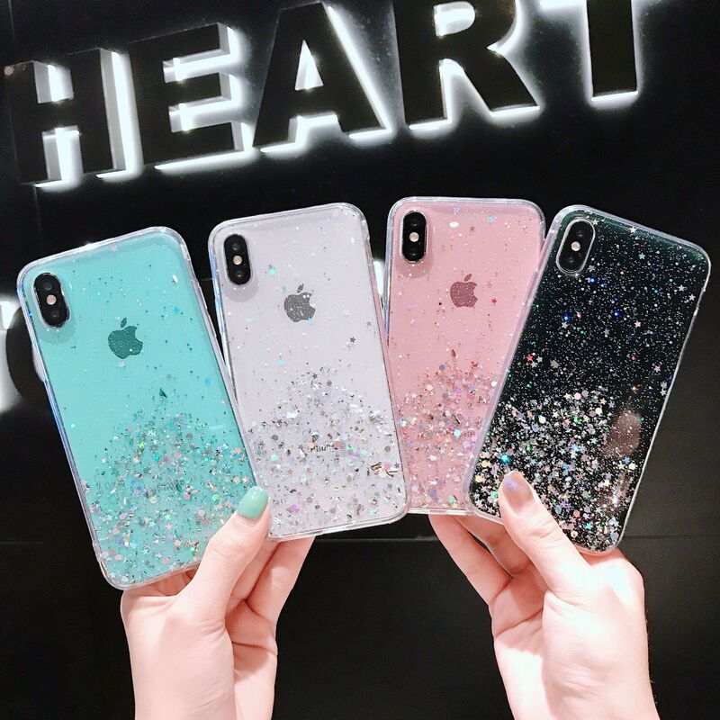 For Honor 20PRO Drop Glue Silver Foil Star PLAY Phone Case 9X Edge Covering V10 Colorful Enjoy 9s Soft Rubber Case