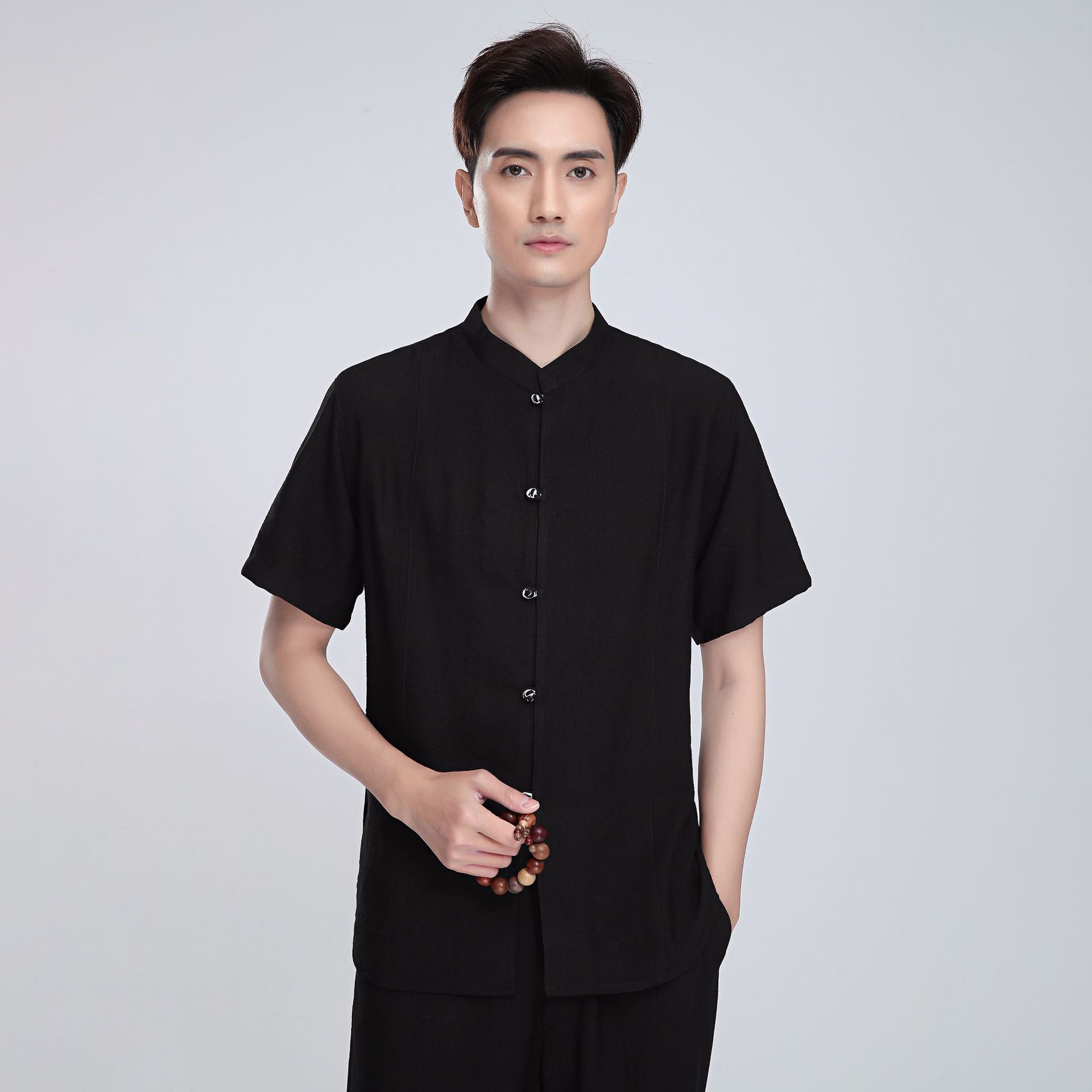 2818 Black Short-Sleeve Shirt Top