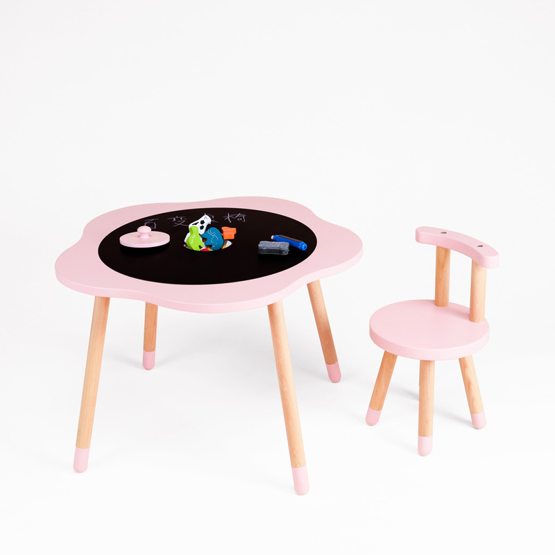 Nordic Style Multifunctional Children's Study Table And Chair That Can Be Used For Chalk Graffiti And Water-based Pen Graffiti Storage