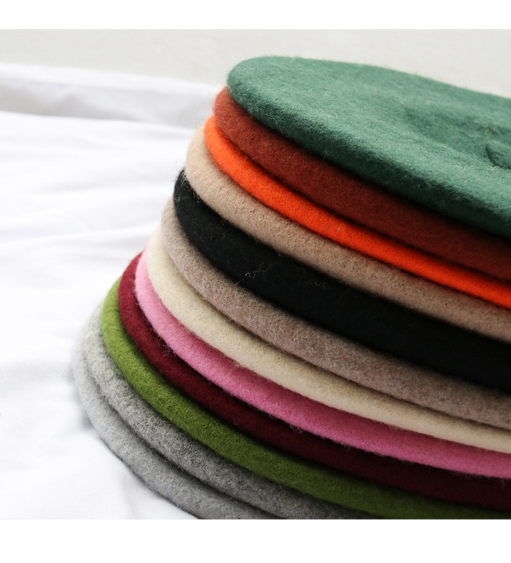 105g Weight Beret Hat Hats Type Daily Occasion Woolen Material Solid Color Pattern Winter, Spring, Autumn Season Women's Gender Plush Design Korean Style Style Eaveless Rim Women's Korean Style Solid Color Plush Eaveless Beret Hat 26