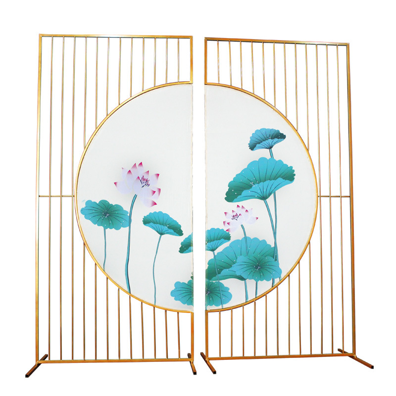 百界婚庆道具新中式舞台布置背景中式铁艺明心屏风婚礼堂装饰摆件