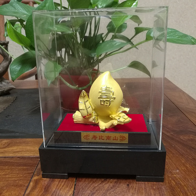 绒沙金寿桃摆件送60岁爷爷80岁奶奶长辈老人生日礼物贺寿祝寿实用