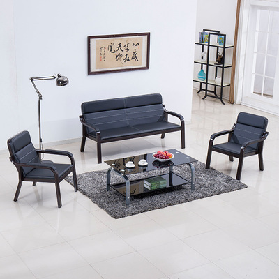 办公沙发茶几组合简约现代商务会客室接待室小户型折叠三人位沙发|ms