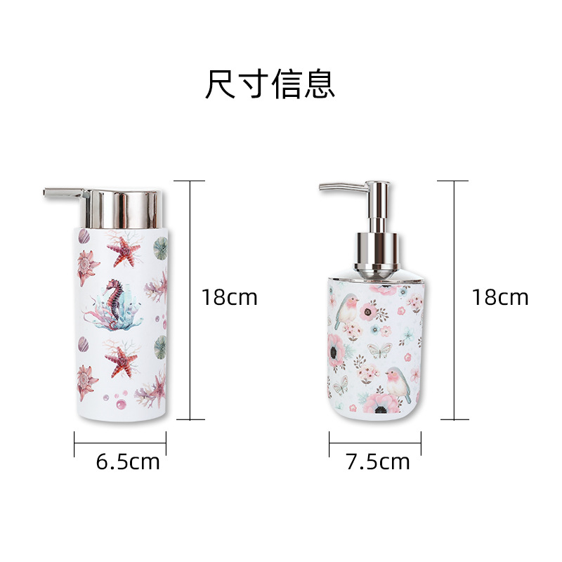 Página de inicio Nordic simple impreso creativo botella de loción baño Hotel B & B hogar hidratante loción desinfectante de manos sub-embalaje