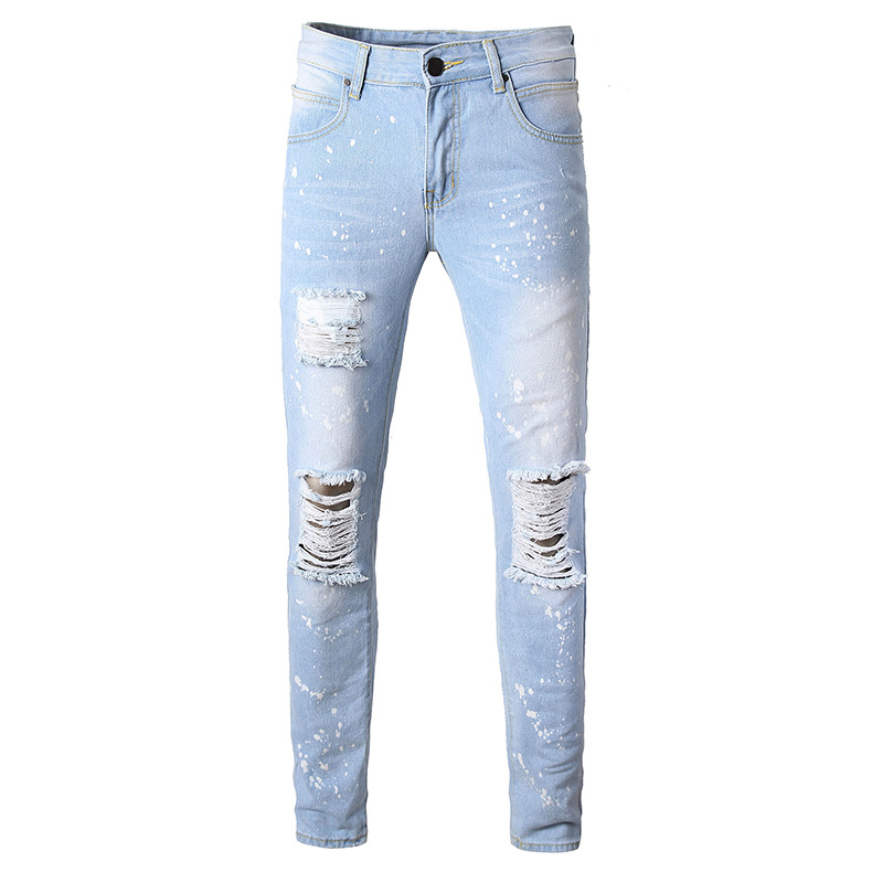 Nouveaux jeans usés pour hommes, jeans droits tendance et décontractés_voghion.com
