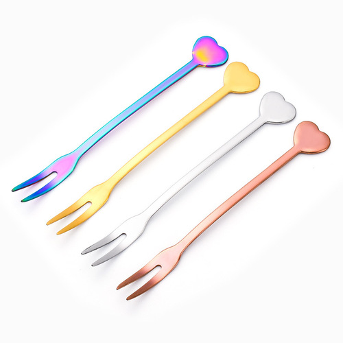 304 stainless steel fruit fork Western dinner fork pastry stick cake fork dessert fork gift support Logo