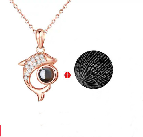 Dolphin necklace female trendy Internet celebrity projection customized 100 languages ​​​​I love you language clavicle chain for girlfriend