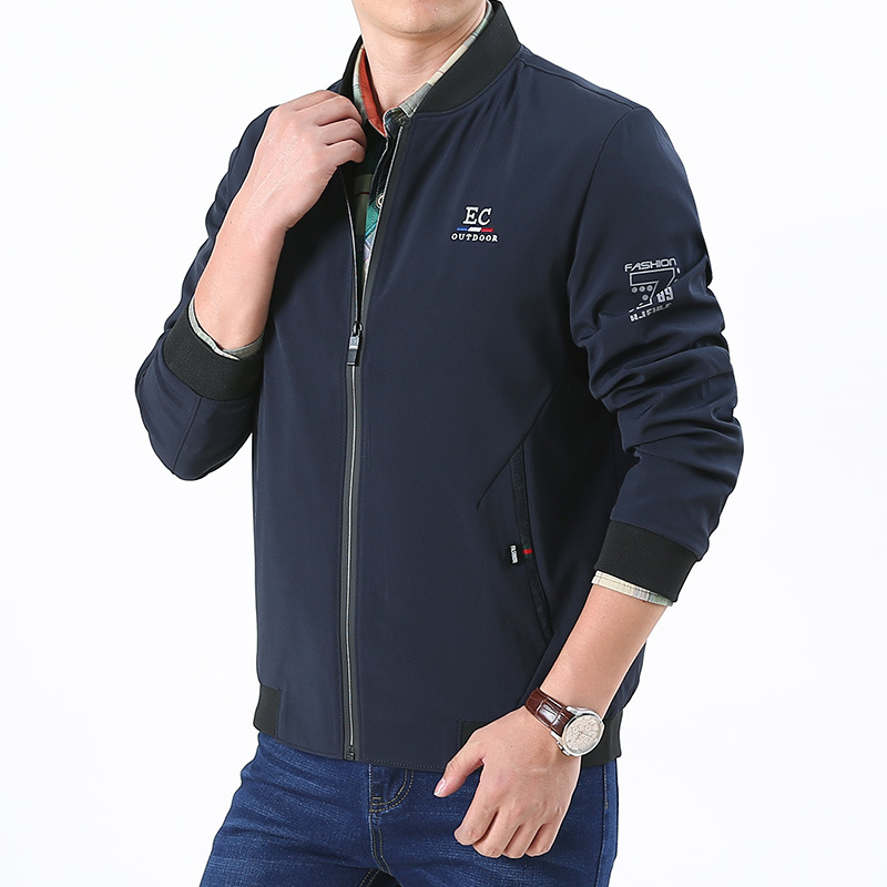 2019 nueva chaqueta transfronteriza delgada suelta más tamaño chaqueta de los hombres cuello de béisbol chaqueta casual abrigo hombres