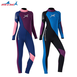 DIVE&SIAL儿童潜水服2.5MM连体泳衣女加厚保暖浮潜冲浪防晒水母衣